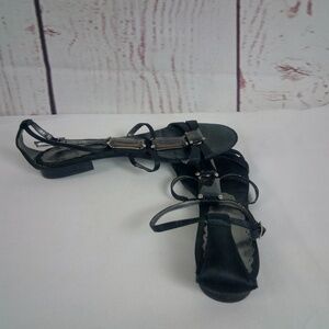 Etienne Aigner Womens 7.5M Black Strap Sandal Shoe